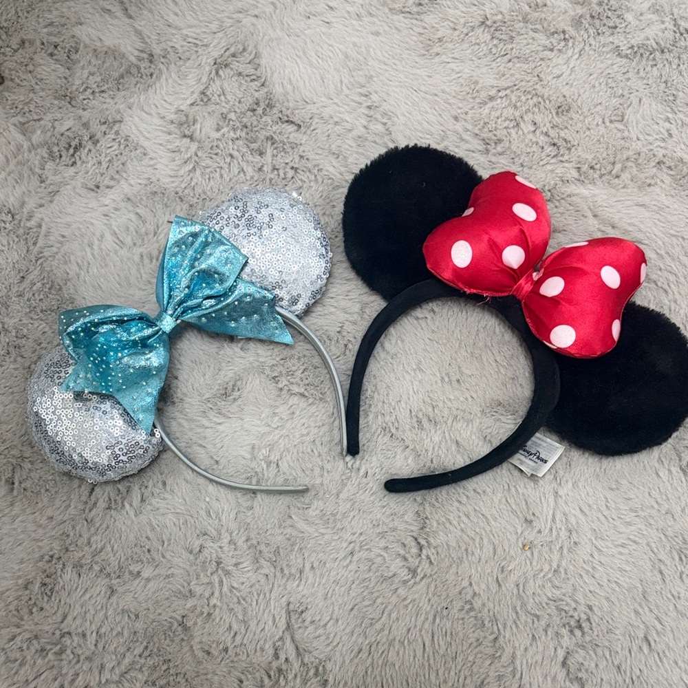 Disney Minnie Ear Headbands - Black, Red & Silver, Aqua Bow